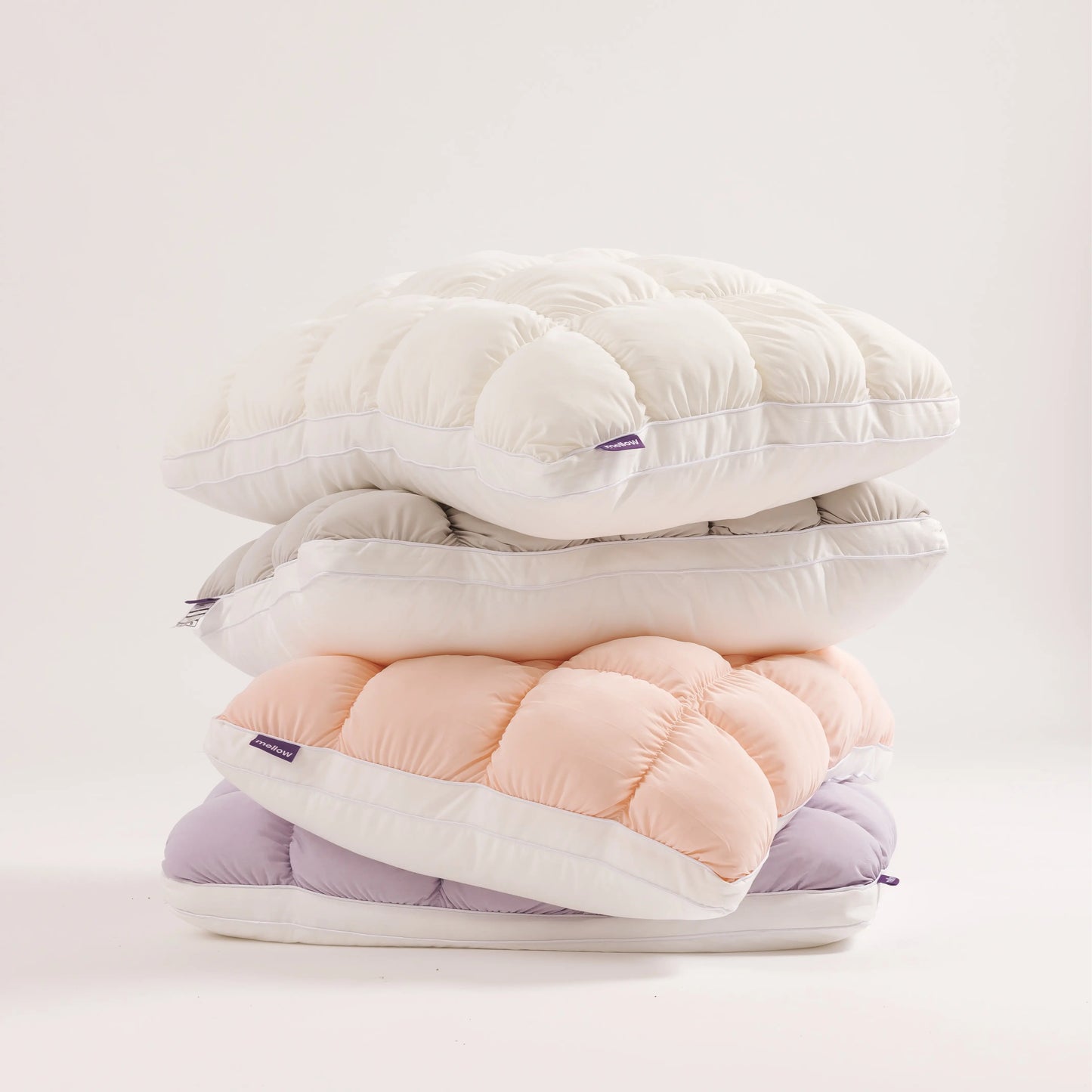 Mellow Sleep | Mellow Puff Pillow – Soft Quilted Puff Grid Design Pillow, Fluffy Plush Bed Pillow with Cloud like Comfort, Breathable Support Pillow for Side, Back & Stomach Sleepers, Cozy Bed Pillow for Better Sleep