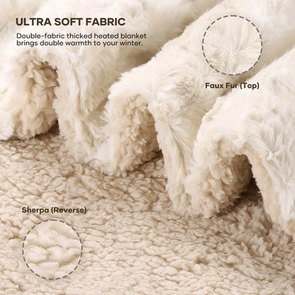 Electric Heated Throw Blanket 50" x 60", Soft Faux Fur with Large LED Display, 6 Heat Settings, 4-Hour Timer - Tie-Dye Off White