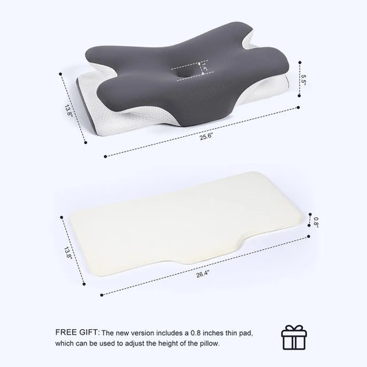 Vipfree Cooling Memory Neck Pillow, Adjustable Ergonomic Memory Foam Neck Pillows, Cervical Support