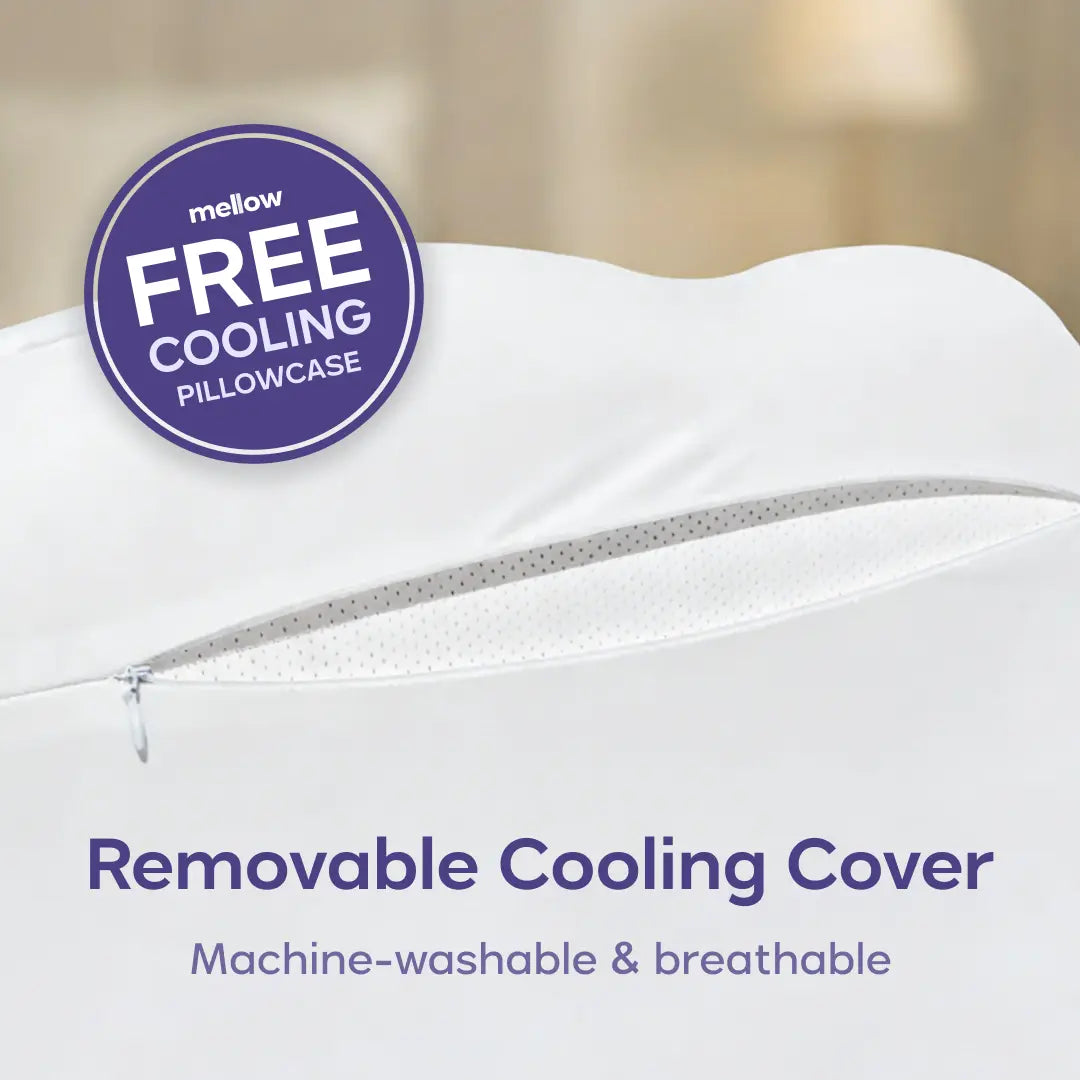 Mellow Sleep Cloudalign Pillow with Complimentary Cooling Pillowcase - Ergonomic Cervical Memory Foam Design with Dual-Height for Optimal Comfort in Side, Back, and Stomach Sleepers