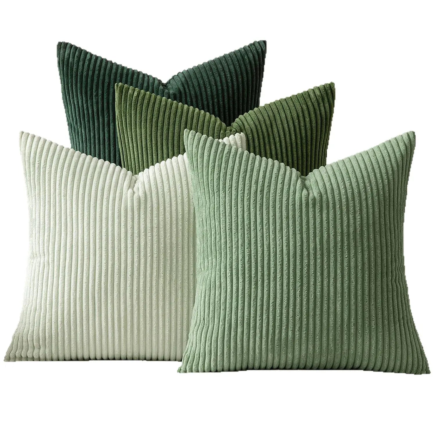 2-Pack Corduroy Throw Pillow Covers (18X18 Inches) - Soft Ribbed Texture Decorative Cushion Covers with Hidden Zipper, White & Brown Coffee Options for Couch, Sofa, Bed Decor, 18*18 Inches