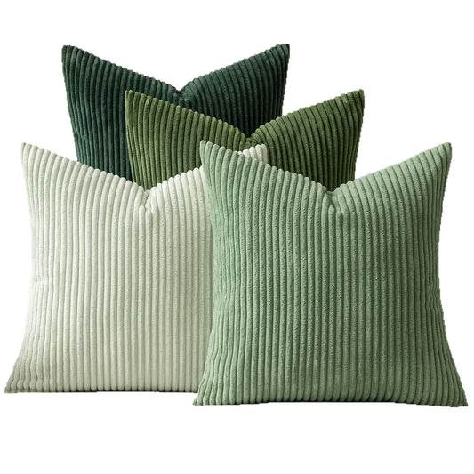 2-Pack Corduroy Throw Pillow Covers (18X18 Inches) - Soft Ribbed Texture Decorative Cushion Covers with Hidden Zipper, White & Brown Coffee Options for Couch, Sofa, Bed Decor, 18*18 Inches