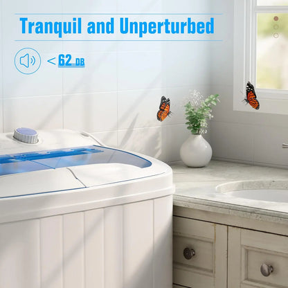 INTERGREAT Portable Washing Machine with Longer Hose, 16Lbs Twin Tub Laundry Washer Machine with 9.6Lbs Washer and 5.4Lbs Spinner Dryer, Semi-Automatic Washer Combo for Dorms, Apartments, Blue#Summervibes